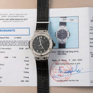 Đồng Hồ Nam Hublot Classic Fusion Titanium Mặt Đen Chế Tác Moissanite Super Clone JJF 38mm