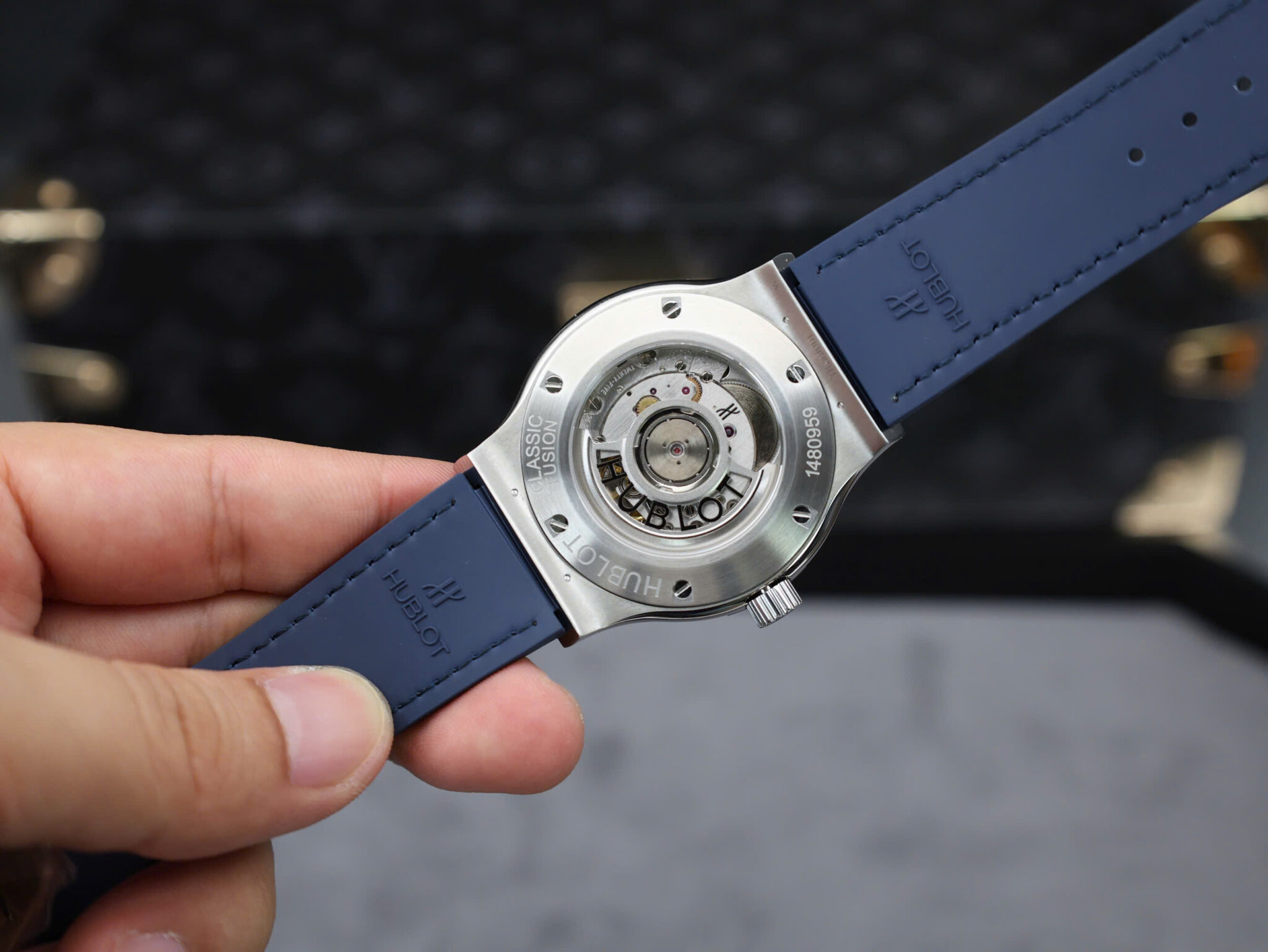 Hublot Classic Fusion Titanium Blue Dial Leather Strap 1:1 Replica 42mm - Image 8