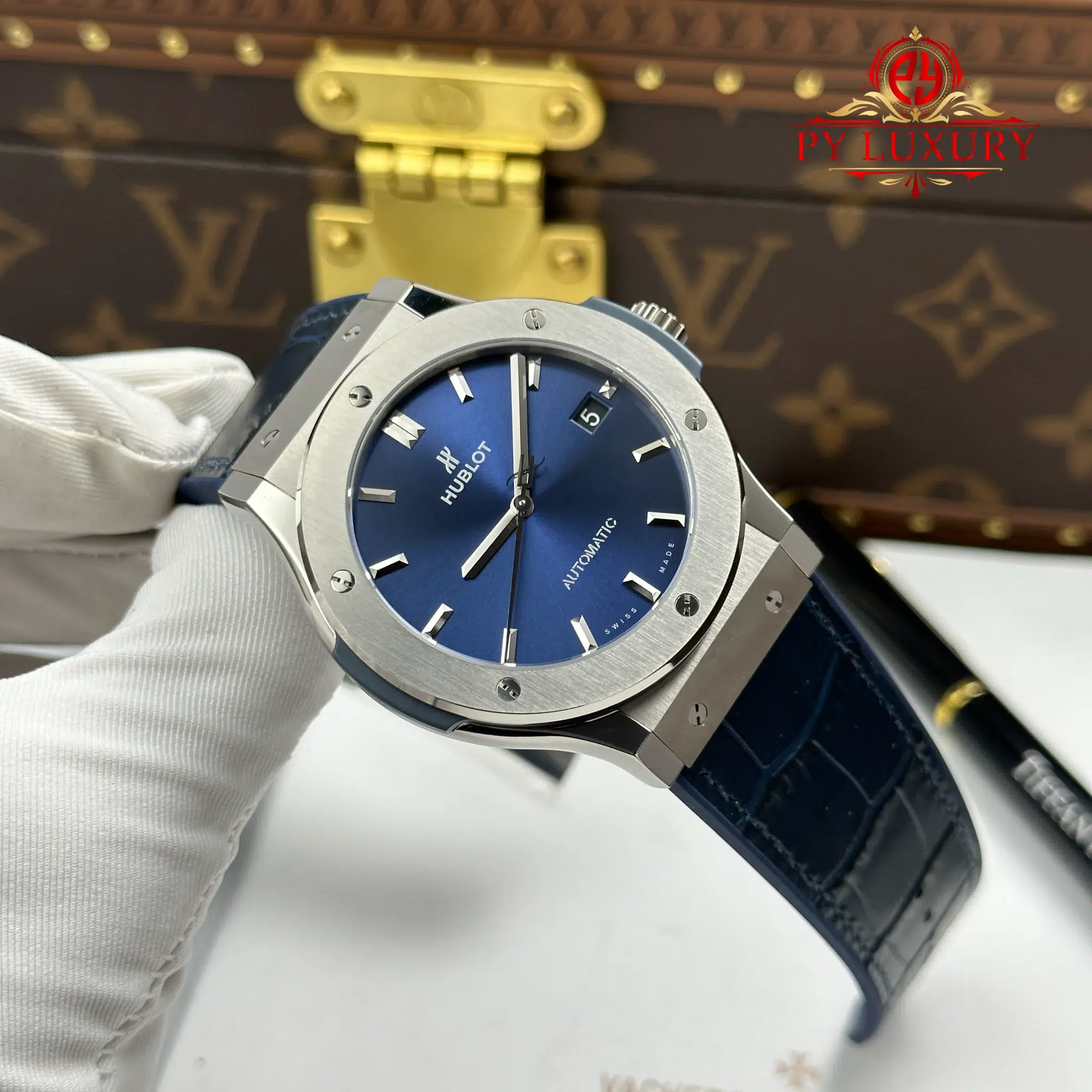 Hublot Classic Fusion Titanium Navy Blue Dial 1:1 Best Replica JJZ 45mm - Image 4