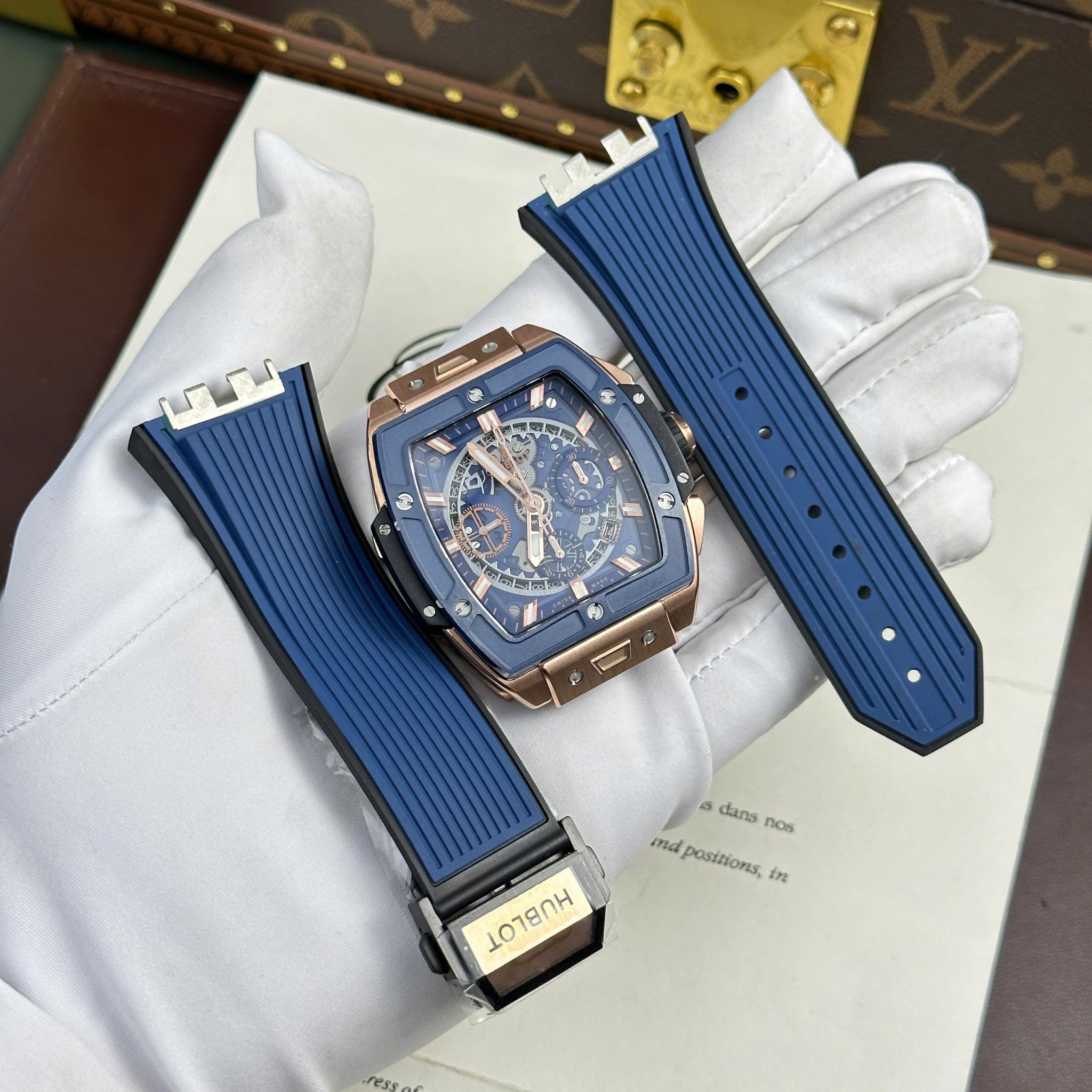 Đồng Hồ Hublot Spirit of Big Bang Vàng Hồng Viền Gốm Xanh Rep 1:1 Cao Nhất BBF 42mm - Image 2