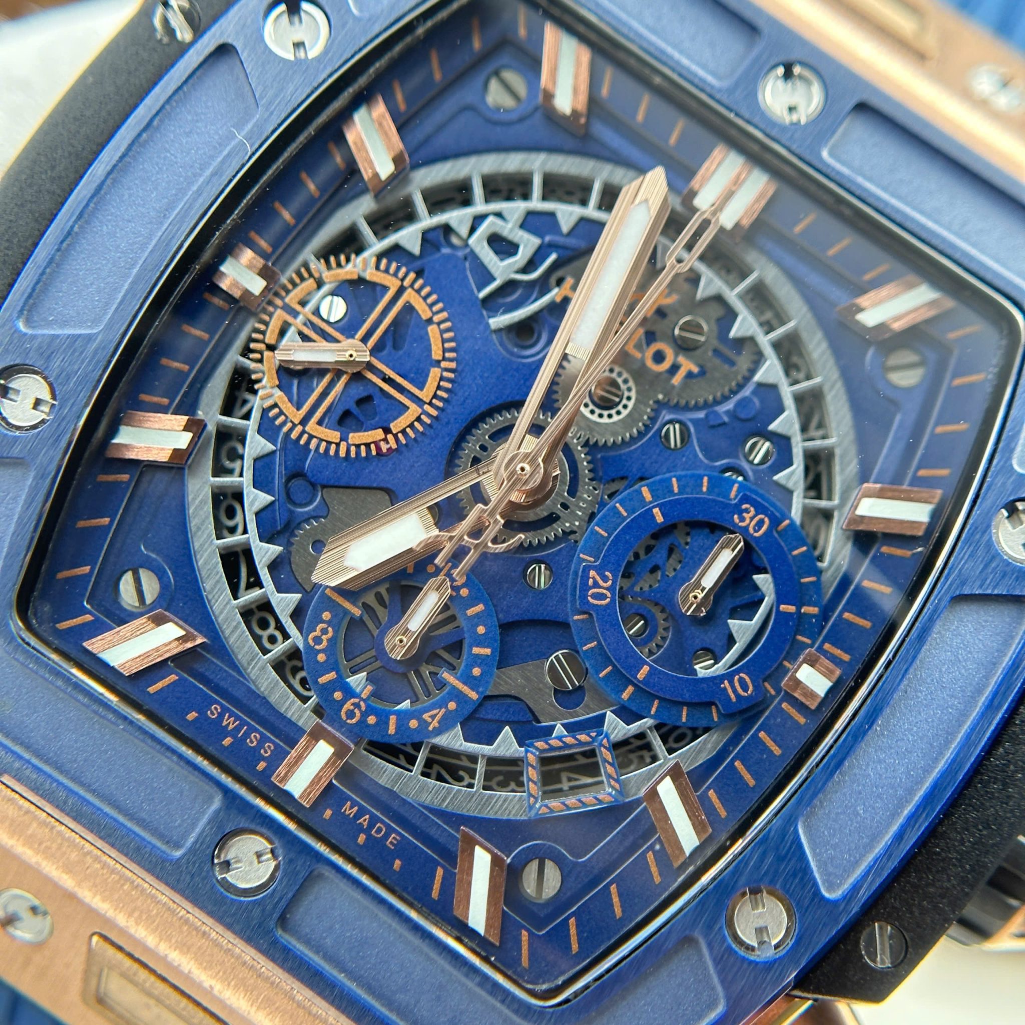 Đồng Hồ Hublot Spirit of Big Bang Vàng Hồng Viền Gốm Xanh Rep 1:1 Cao Nhất BBF 42mm - Image 5