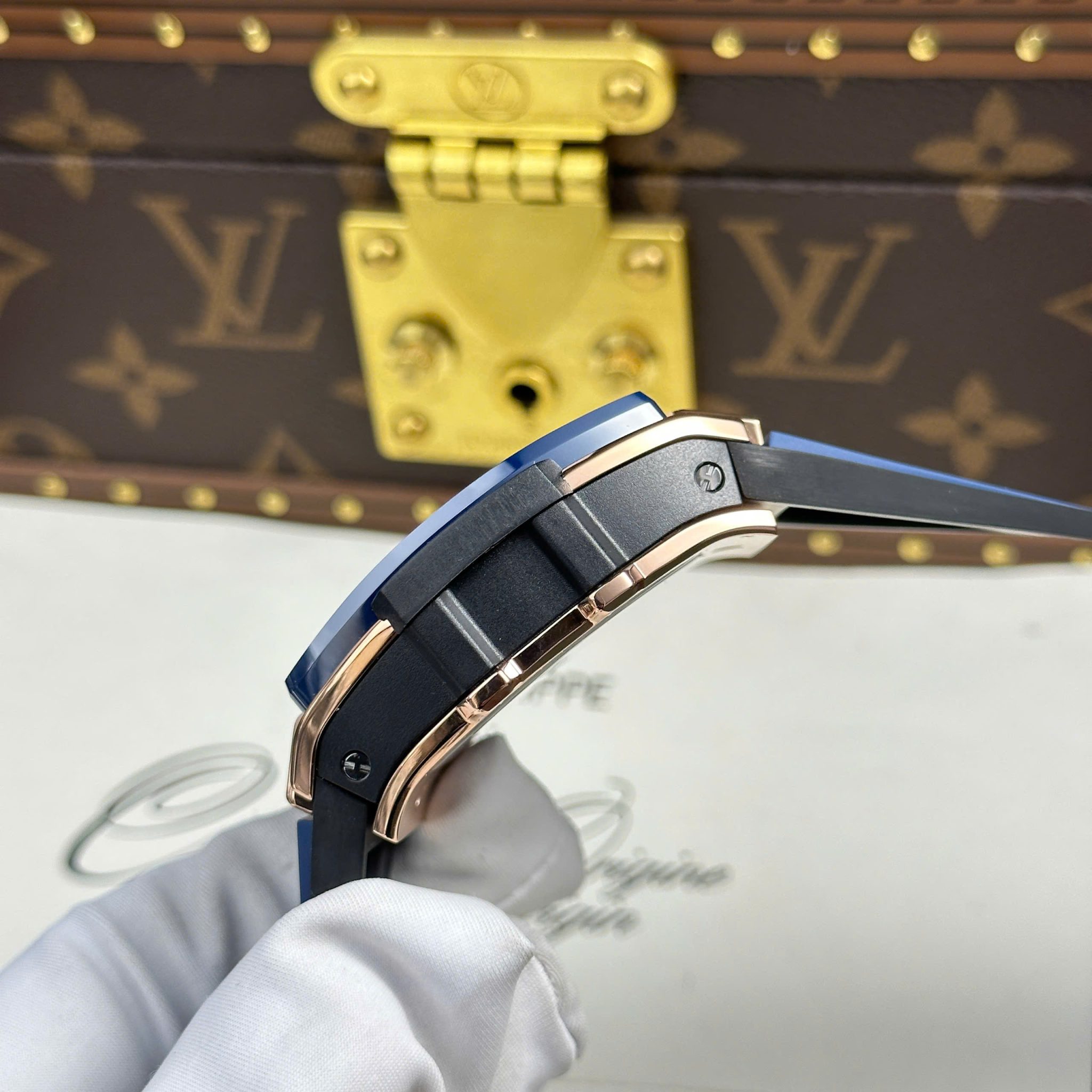 Đồng Hồ Hublot Spirit of Big Bang Vàng Hồng Viền Gốm Xanh Rep 1:1 Cao Nhất BBF 42mm - Image 6
