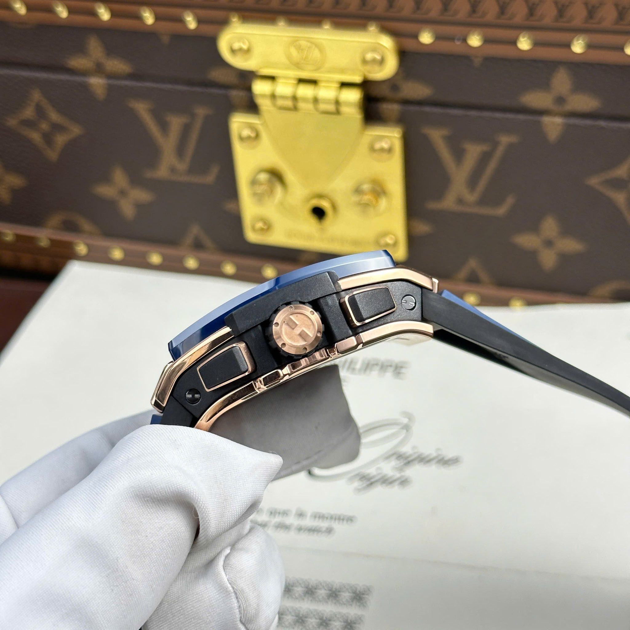 Đồng Hồ Hublot Spirit of Big Bang Vàng Hồng Viền Gốm Xanh Rep 1:1 Cao Nhất BBF 42mm - Image 7