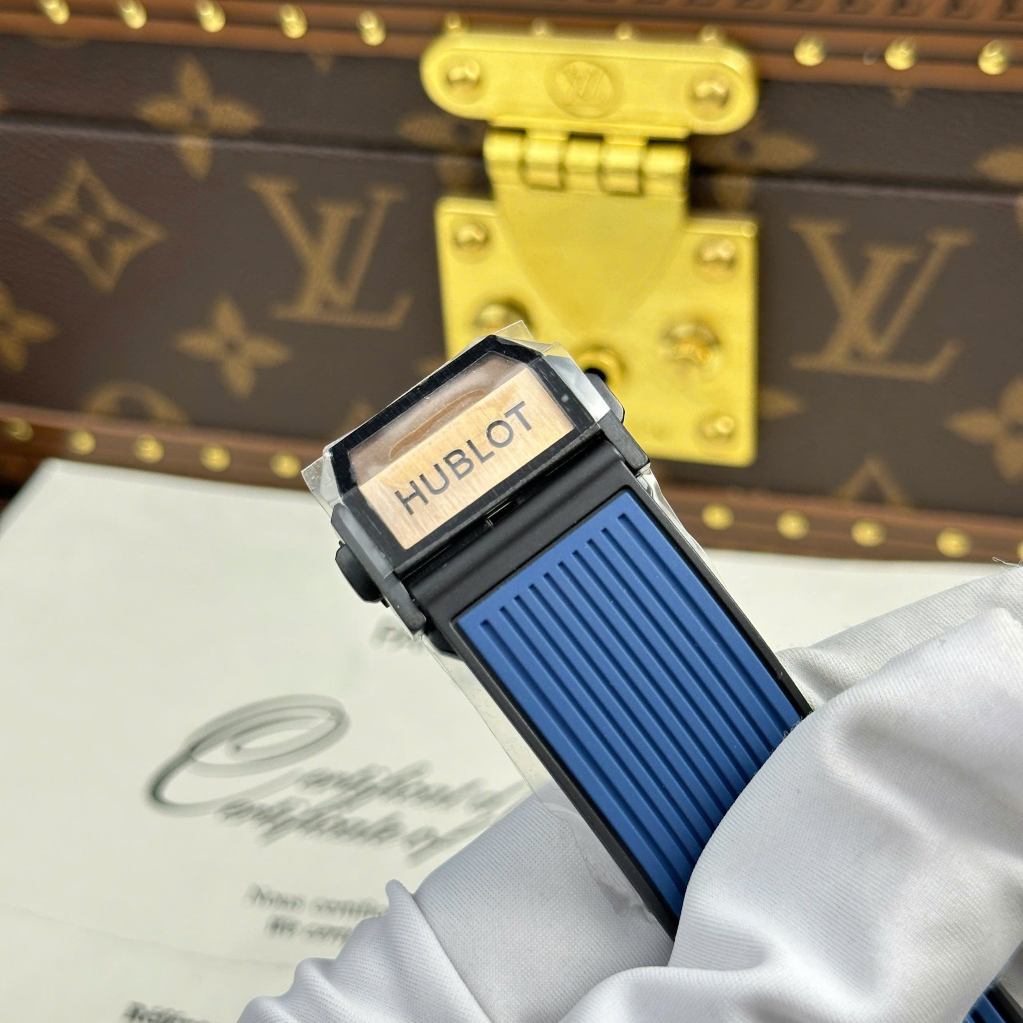 Đồng Hồ Hublot Spirit of Big Bang Vàng Hồng Viền Gốm Xanh Rep 1:1 Cao Nhất BBF 42mm - Image 9