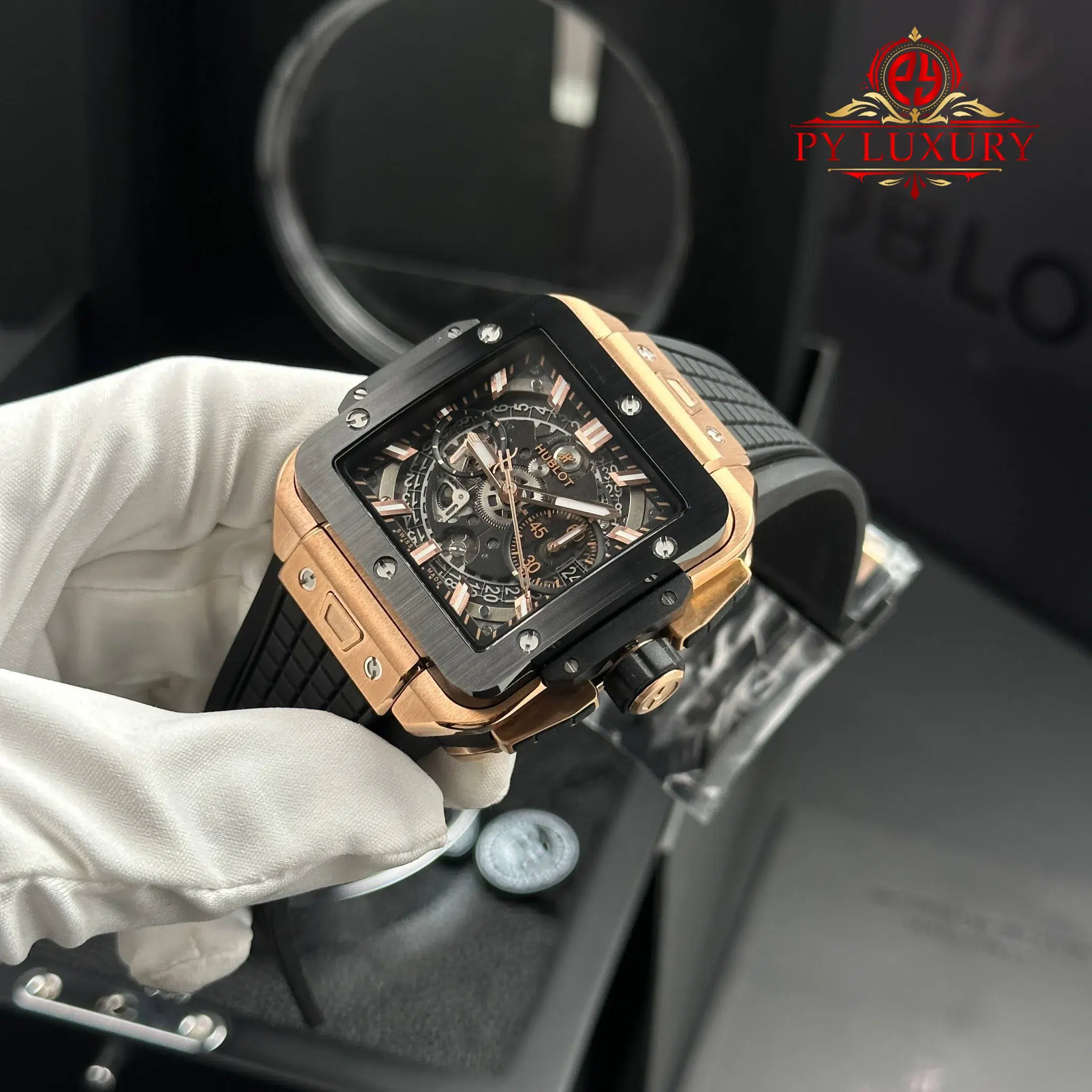 Hublot Square Bang Unico King Gold Ceramic Black Best Replica BBF 42mm - Image 3