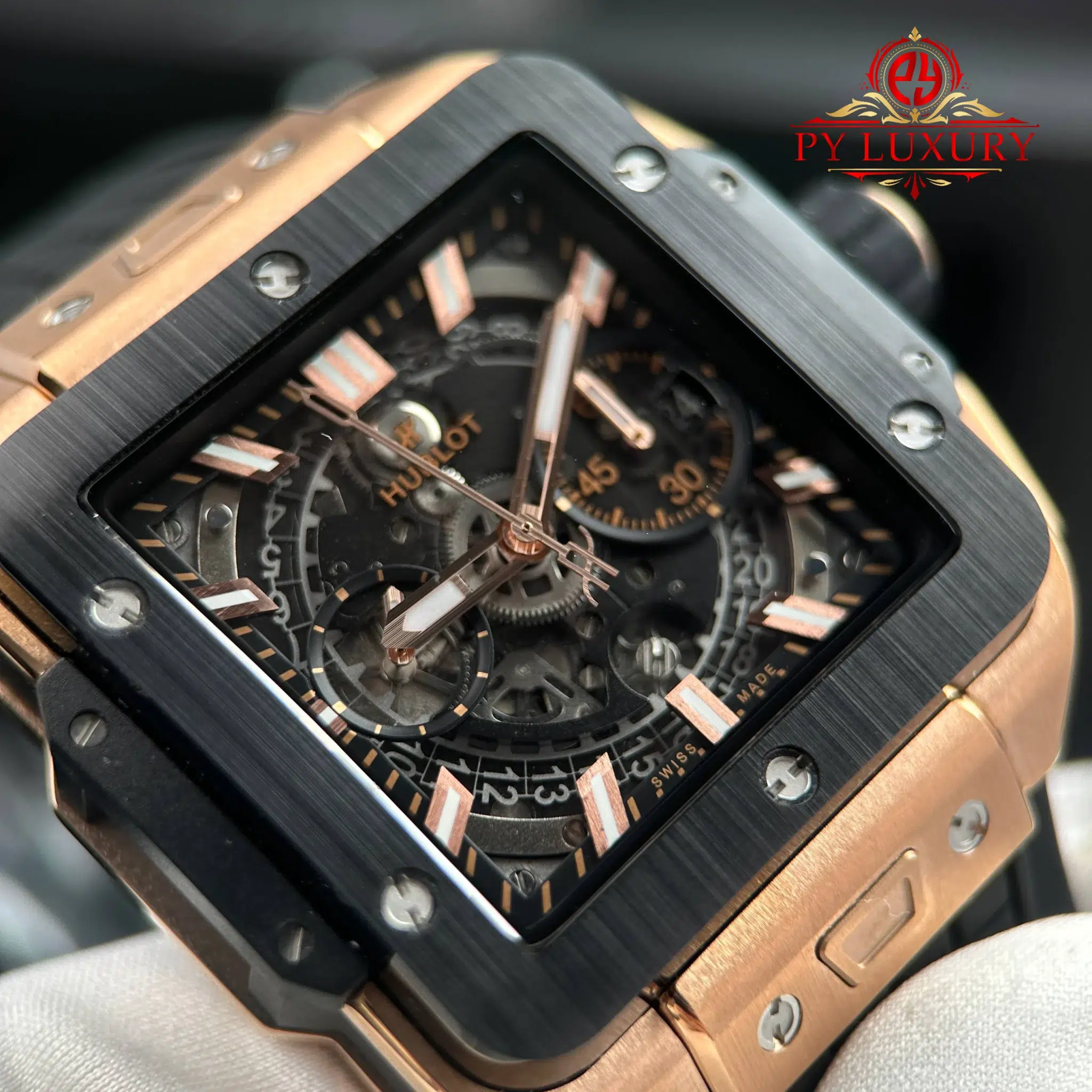 Hublot Square Bang Unico King Gold Ceramic Black Best Replica BBF 42mm - Image 4