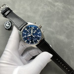 Đồng Hồ IWC Pilot Chronograph Petit Prince IW377717 Mặt Xanh Dương Dây Da Replica 1:1 ZF 43mm