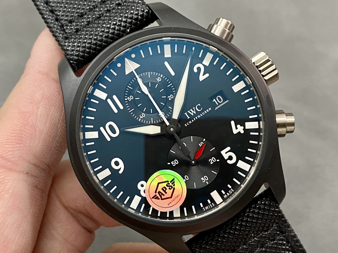 Đồng Hồ IWC Pilots Chronograph Top Gun IW389001 Mặt Đen Vỏ Gốm Đen Replica 1:1 APSF 44mm - Image 2