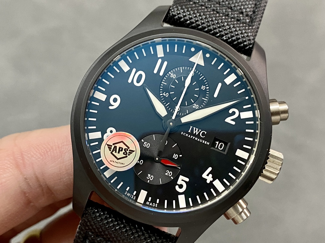 Đồng Hồ IWC Pilots Chronograph Top Gun IW389001 Mặt Đen Vỏ Gốm Đen Replica 1:1 APSF 44mm - Image 3