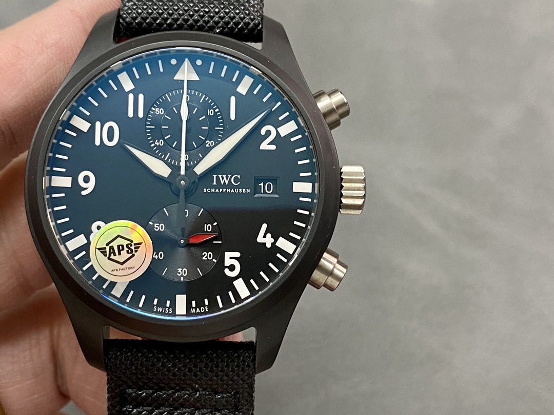 Đồng Hồ IWC Pilots Chronograph Top Gun IW389001 Mặt Đen Vỏ Gốm Đen Replica 1:1 APSF 44mm - Image 4