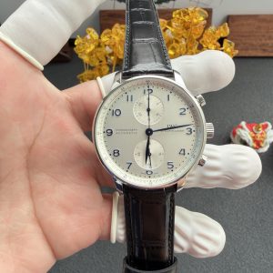 Đồng Hồ IWC Portugieser IW371605 Chronograph Mặt Số Bạc Dây Da Replica 1:1 ZF 41mm