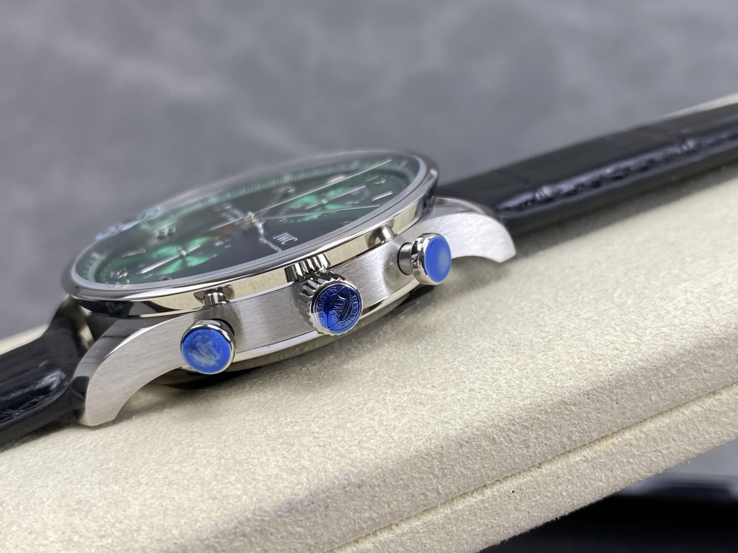 IWC Portugieser IW371615 Chronograph Green Dial Leather Strap Super Clone APSF 41mm - Image 6
