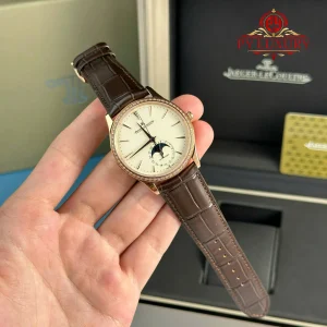 Đồng Hồ Jaeger-LeCoultre Master Ultra Thin Moon Q1362503 Vàng Hồng Mặt Trắng Viền Đá Replica 1:1 APS 39mm