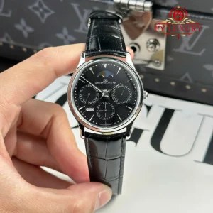 Đồng Hồ Jaeger LeCoultre Master Ultra Thin Perpetual Calendar Mặt Đen Dây Da Replica VRF 39mm