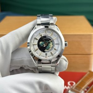 Đồng Hồ Omega Aqua Terra Worldtimer GMT Mặt Trắng Rep 1:1 VSF 43mm
