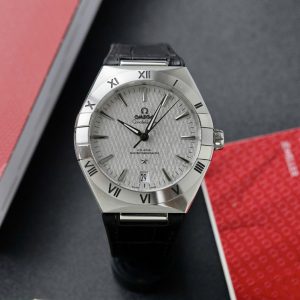 Đồng Hồ Omega Constellation Co-Axial Master Chronometer Mặt Xám Rhodium Dây Da Rep 1:1 VSF 41mm
