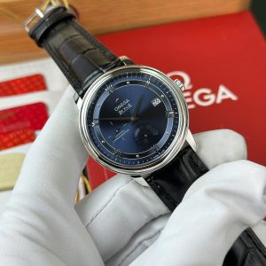 Đồng Hồ Omega De Ville Prestige Power Reserve Mặt Xanh Dương Dây Da Replica Thụy Sĩ 39.5mm