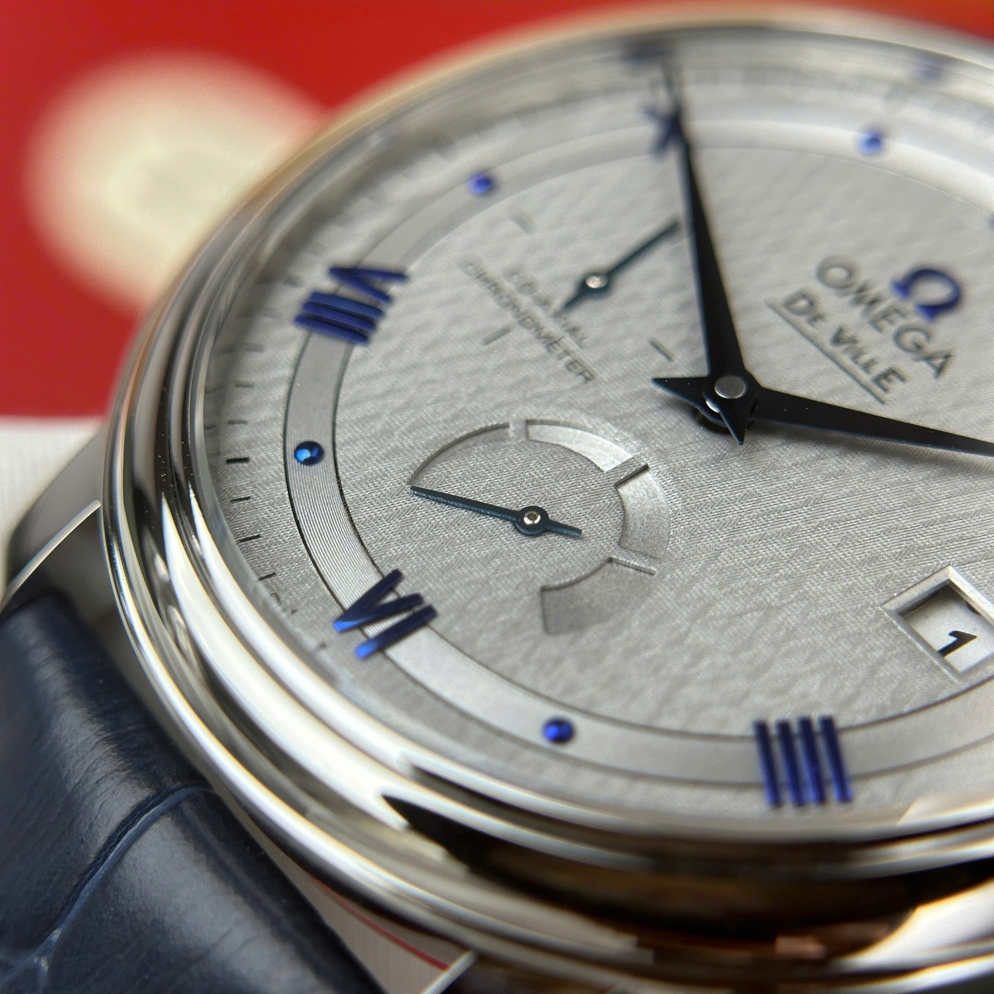 Omega De Ville Prestige Power Reserve Grey Dial Blue Leather Strap Best Clone 39.5mm - Image 8