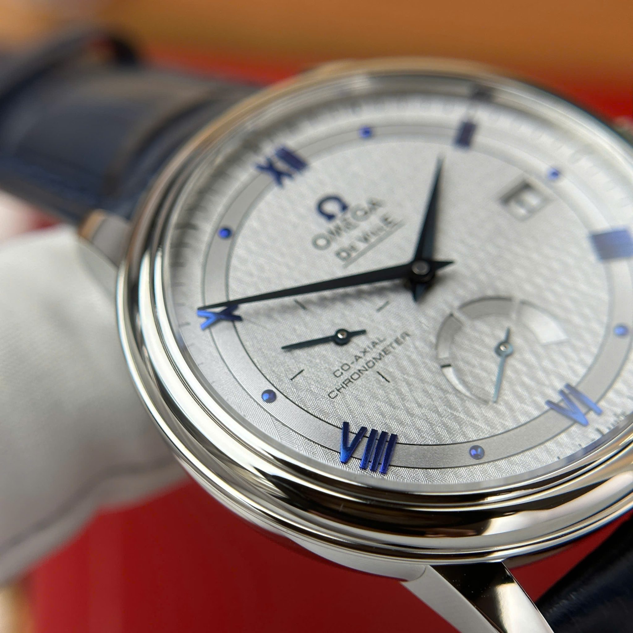 Omega De Ville Prestige Power Reserve Grey Dial Blue Leather Strap Best Clone 39.5mm - Image 9