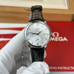 Đồng Hồ Omega De Ville Prestige Power Reserve Mặt Số Bạc Dây Da Replica Thụy Sĩ 39.5mm
