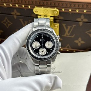 Đồng Hồ Omega Moonwatch Speedmaster Speedy Tuesday Vỏ Thép Mặt Đen Trắng Replica 42mm