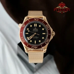 Đồng Hồ Omega Seamaster Diver 300M Vàng Đồng Mặt Đen Viền Đỏ Replica 1:1 VSF 42mm