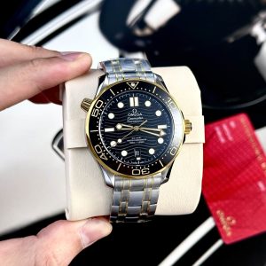Đồng Hồ Omega Seamaster Diver 300M Demi Vàng Mặt Số Đen Rep 1:1 42mm