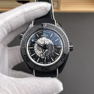 Omega Seamaster Planet Ocean 600M GMT Worldtimer Black & Grey Dial Best Replica VSF 45.5mm