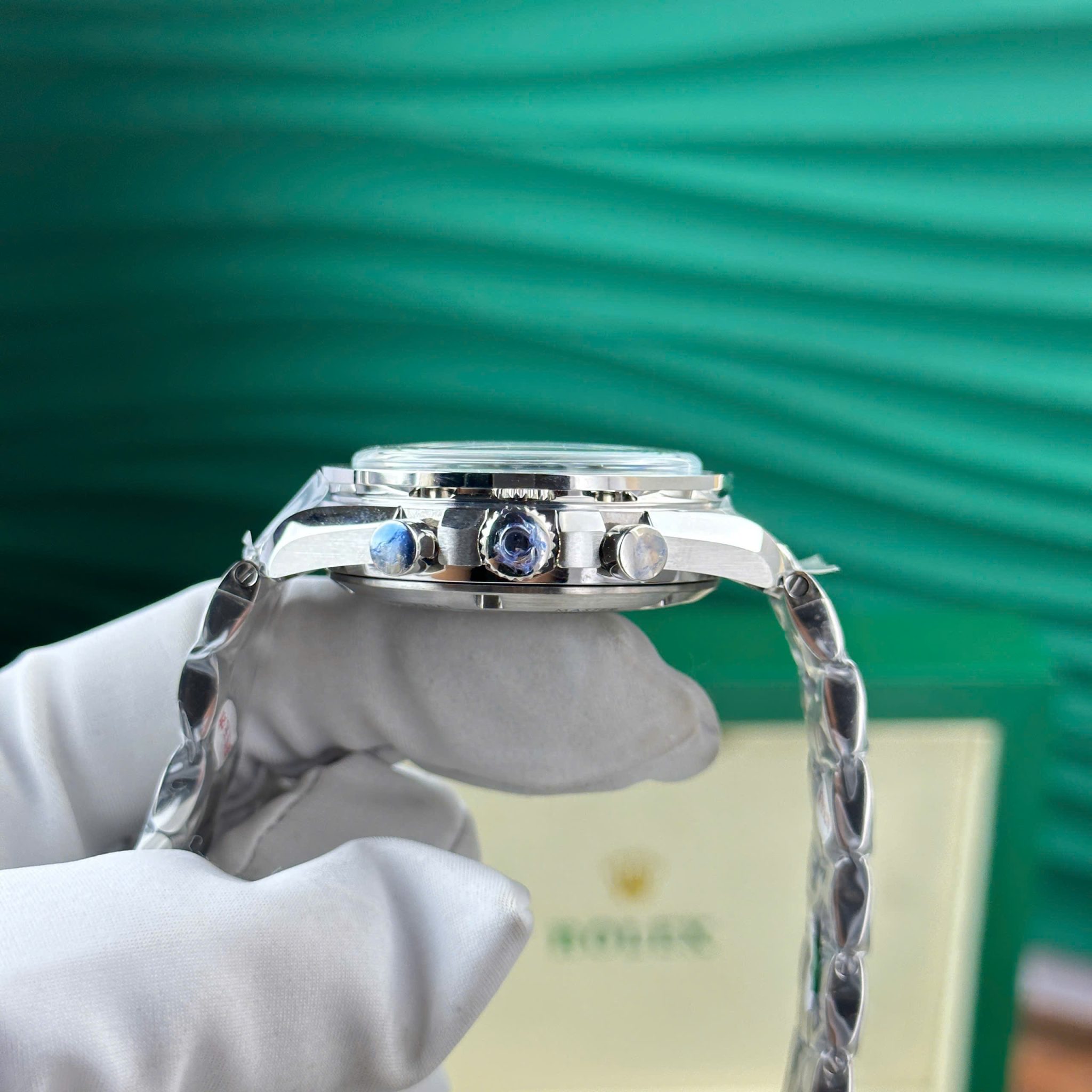 Đồng Hồ Omega Speedmaster Moonwatch Chronograph Mặt Số Bạc Viền Đen Replica 42mm - Image 4