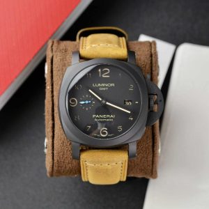 Đồng Hồ Panerai Luminor 1950 3 Days GMT Ceramic Vỏ Gốm Mặt Đen Rep 1:1 VSF 44mm