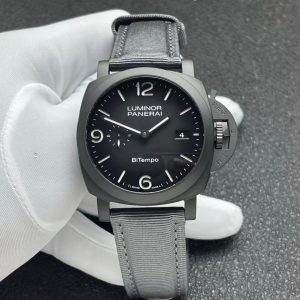 Đồng Hồ Panerai Luminor BiTempo Titanium DLC New York PAM1467 Mặt Đen Dây Vải Replica 1:1 VSF 44mm