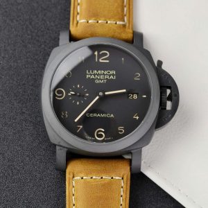 Đồng Hồ Panerai Luminor GMT Ceramica 1950 3 Days Vỏ Gốm Mặt Đen Rep 1:1 VSF 44mm