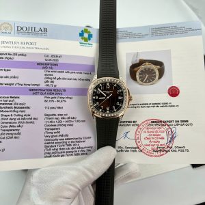 Đồng Hồ Patek Philippe Aquanaut 5167R Mặt Nâu Bọc Vàng 18K Chế Tác Đá Moissanite Baguette 40mm