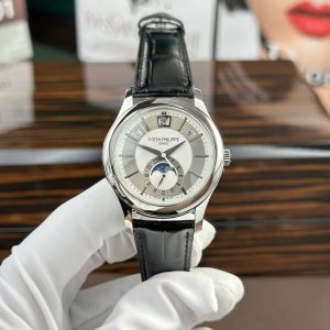 Đồng Hồ Patek Philippe Complications 5205G-001 Mặt Trắng Xám Replica GRF 40mm