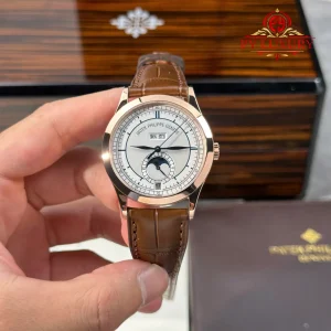 Patek Philippe Complications Annual Calendar 5396R-001 Rose Gold Silver Dial Leather Strap Best Replica 38.5mm