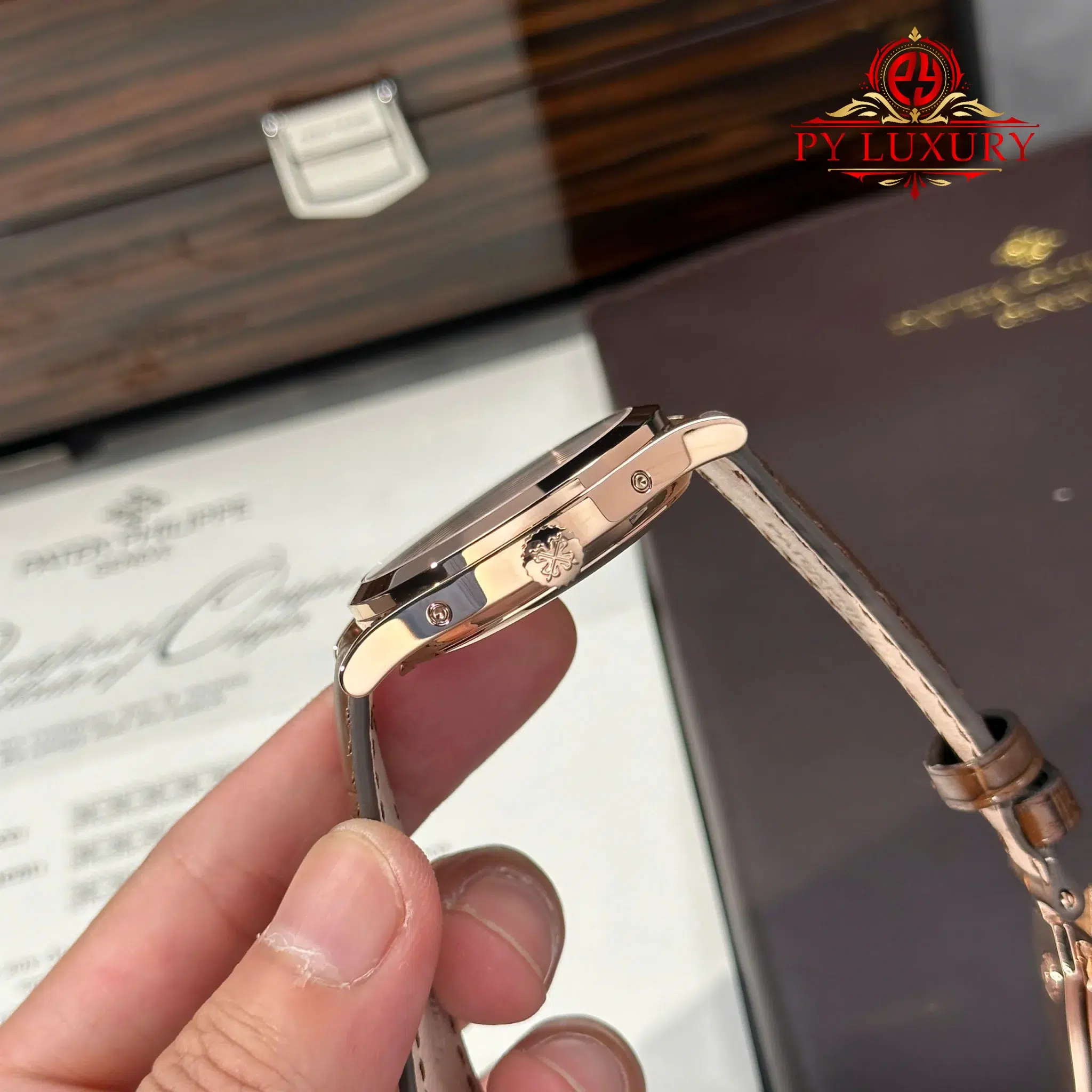 Patek Philippe Complications Annual Calendar 5396R-001 Rose Gold Silver Dial Leather Strap Best Replica 38.5mm - Image 8