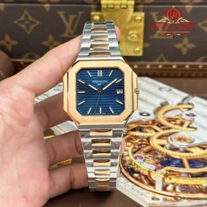 Đồng Hồ Patek Philippe Cubitus 5821/1AR-001 Demi Vàng Hồng Mặt Xanh Dương Replica 1:1 APWF 45mm