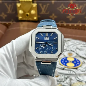 Đồng Hồ Patek Philippe Cubitus 5822P-001 Mặt Xanh Dây Vải Replica 1:1 45mm