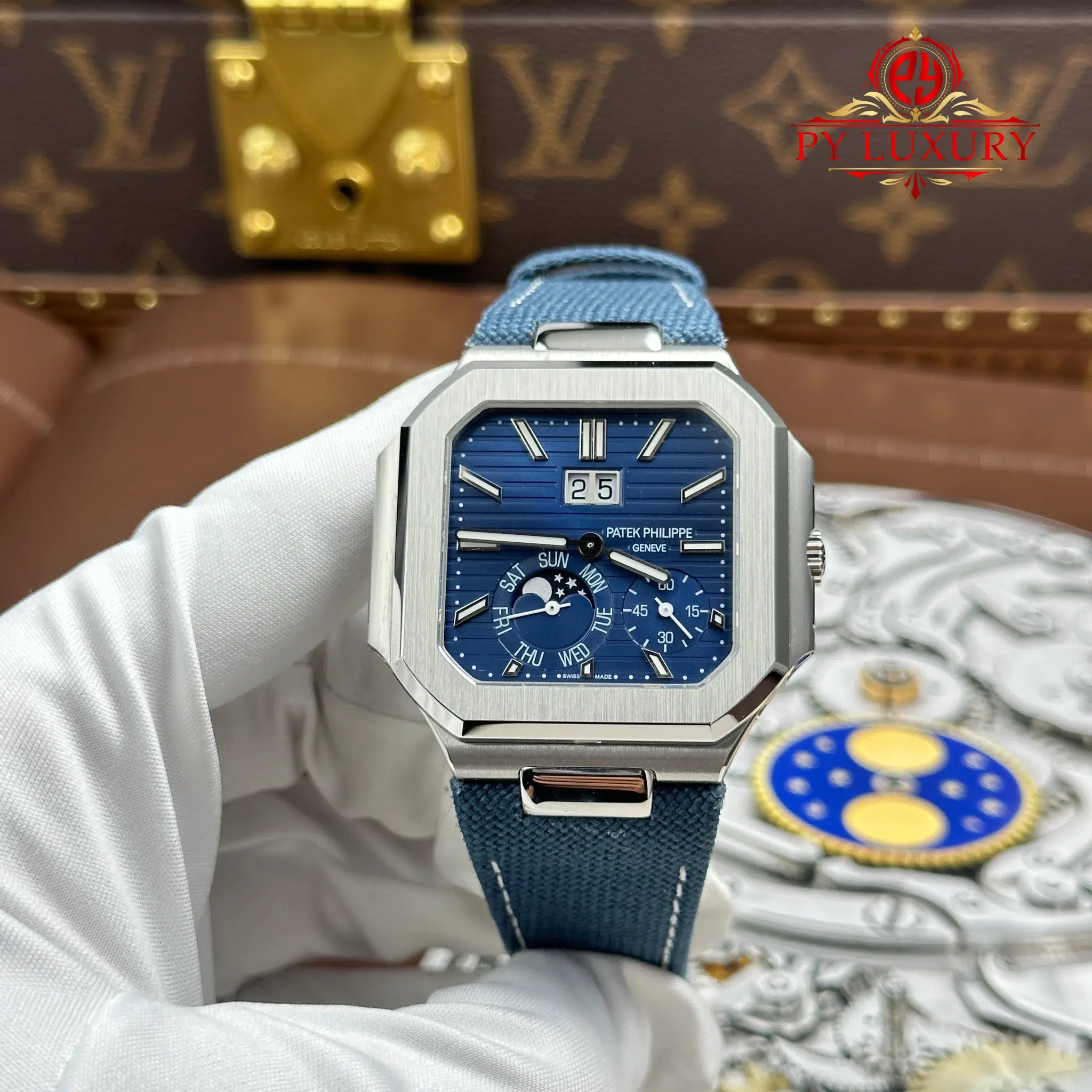 Patek Philippe Cubitus 5822P-001 Blue Dial Textile Strap 1:1 Best Replica 45mm