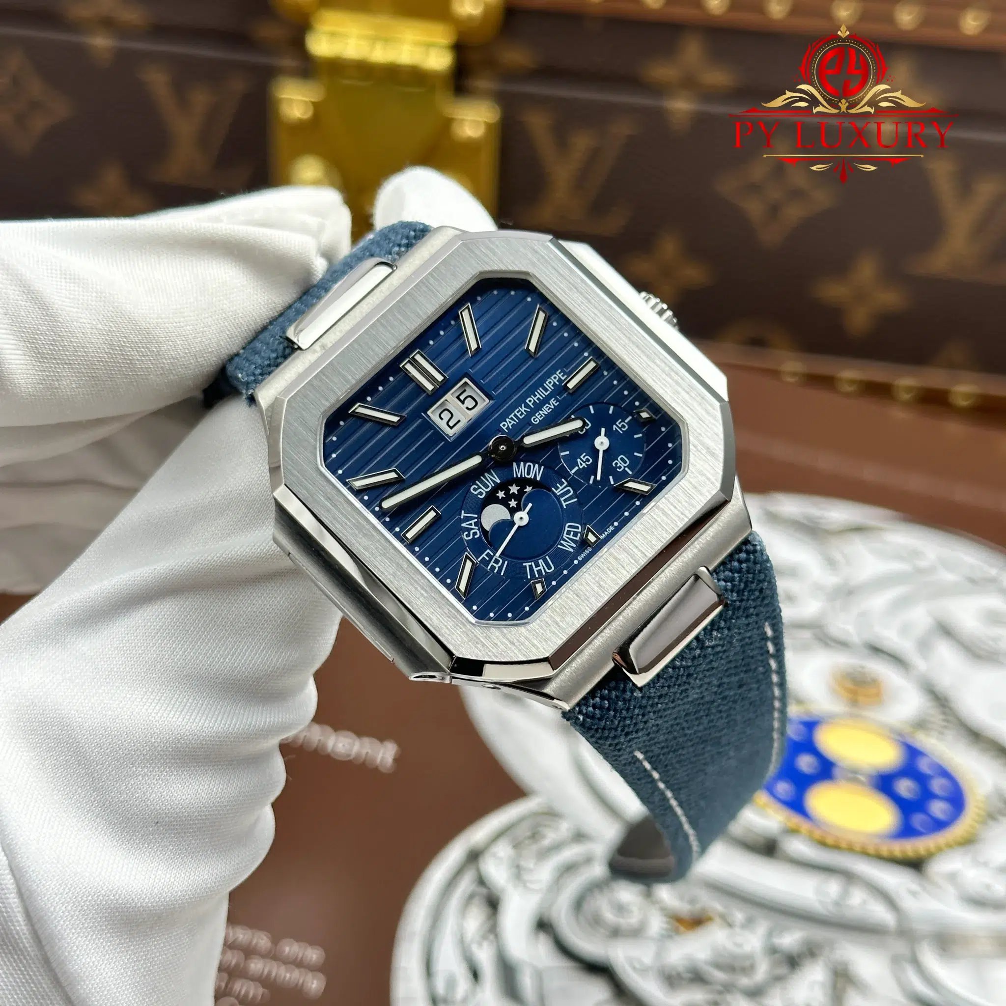 Patek Philippe Cubitus 5822P-001 Blue Dial Textile Strap 1:1 Best Replica 45mm - Image 2