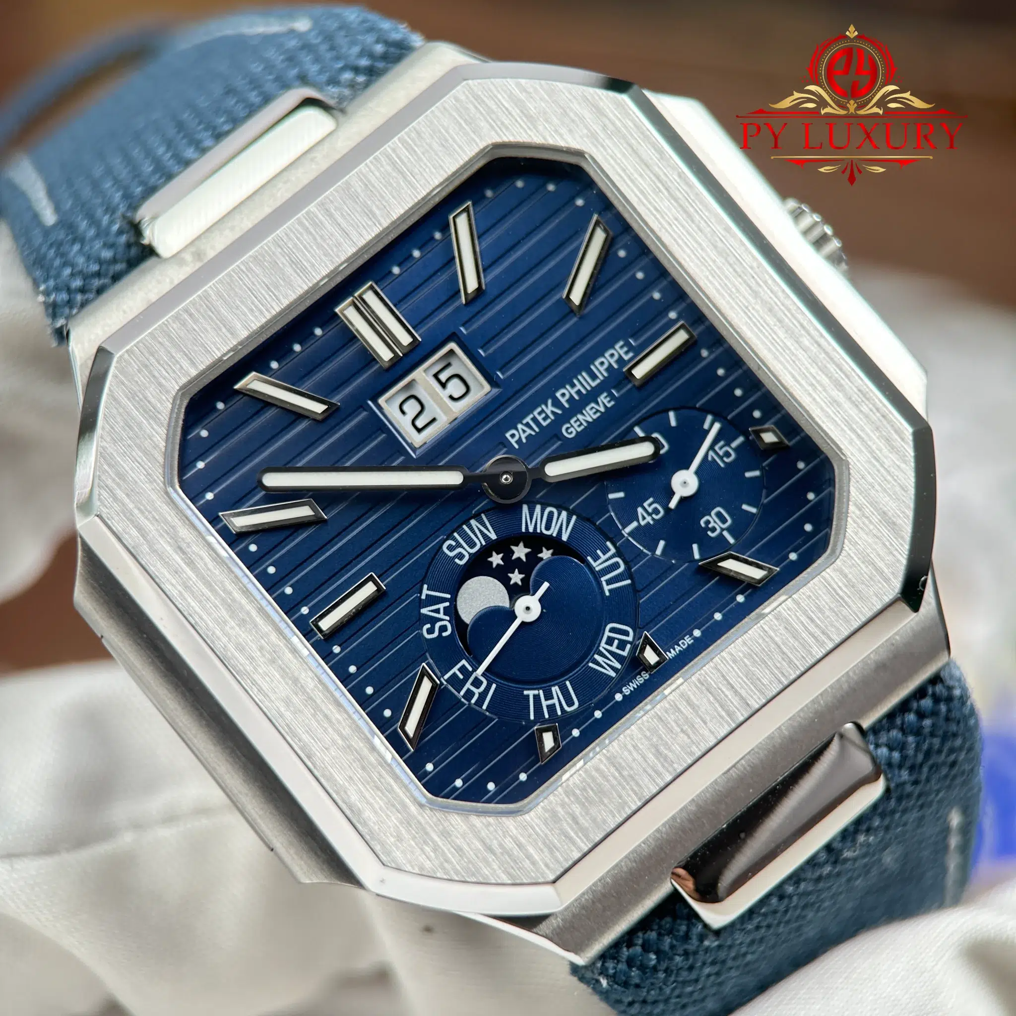 Patek Philippe Cubitus 5822P-001 Blue Dial Textile Strap 1:1 Best Replica 45mm - Image 4