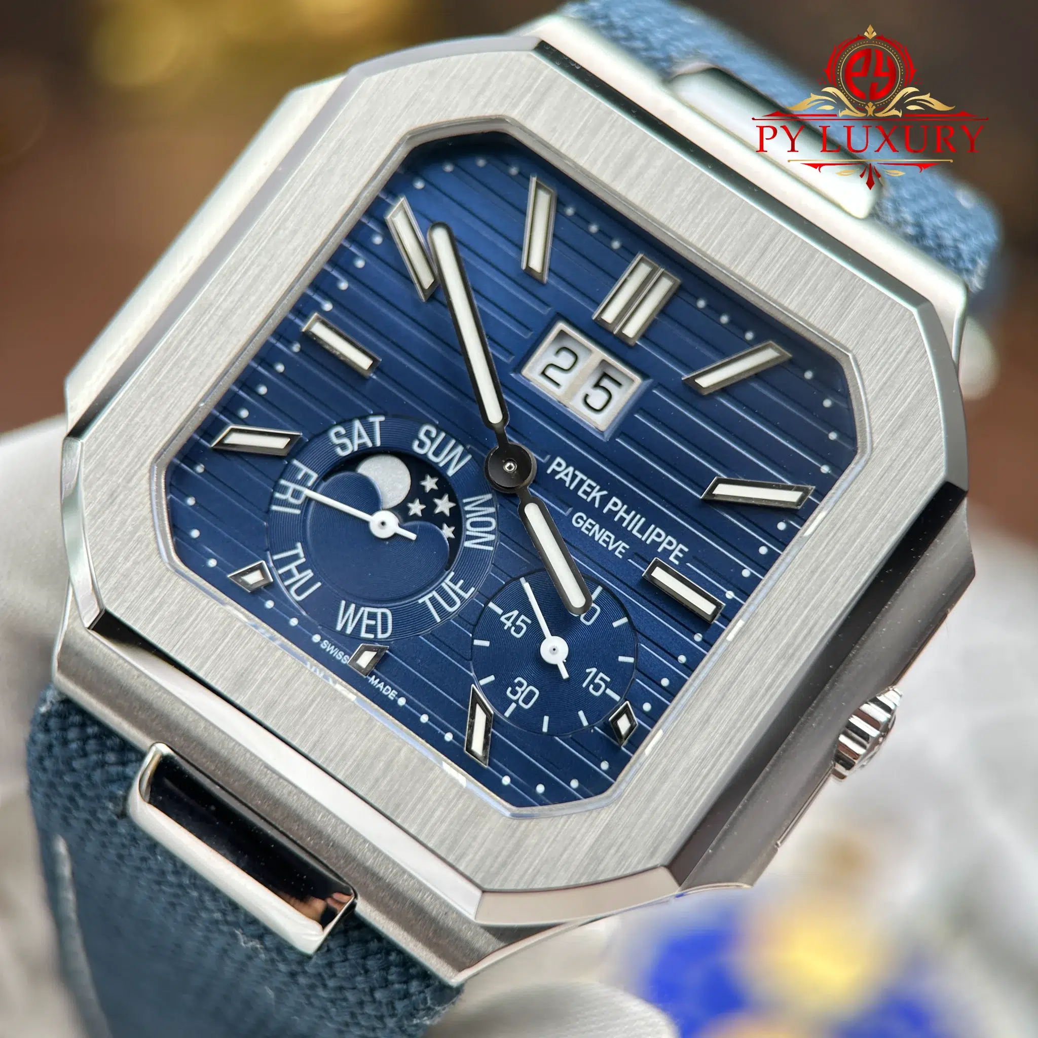 Patek Philippe Cubitus 5822P-001 Blue Dial Textile Strap 1:1 Best Replica 45mm - Image 5