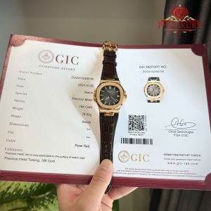 Đồng Hồ Patek Philippe Nautilus 5711R-001 Mặt Xám Bọc Vàng 18K Dây Da 40mm