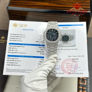 Đồng Hồ Patek Philippe Nautilus 5712/1A Mặt Xanh Độ Full Moissanite Replica 1:1 PPF 40mm