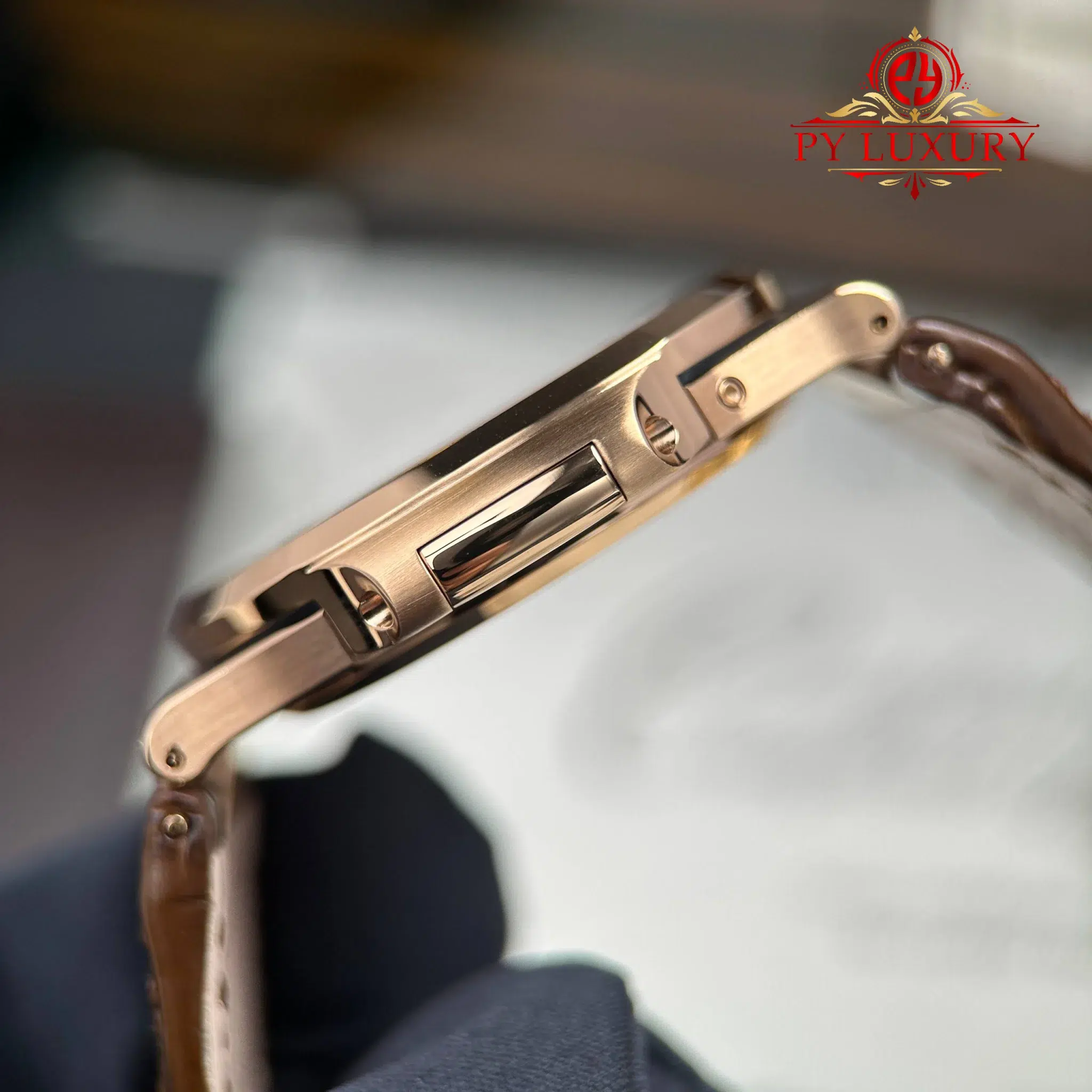 Patek Philippe Nautilus 5712R Rose Gold Grey Dial Leather Strap Best Replica PPF V3 40mm - Image 10