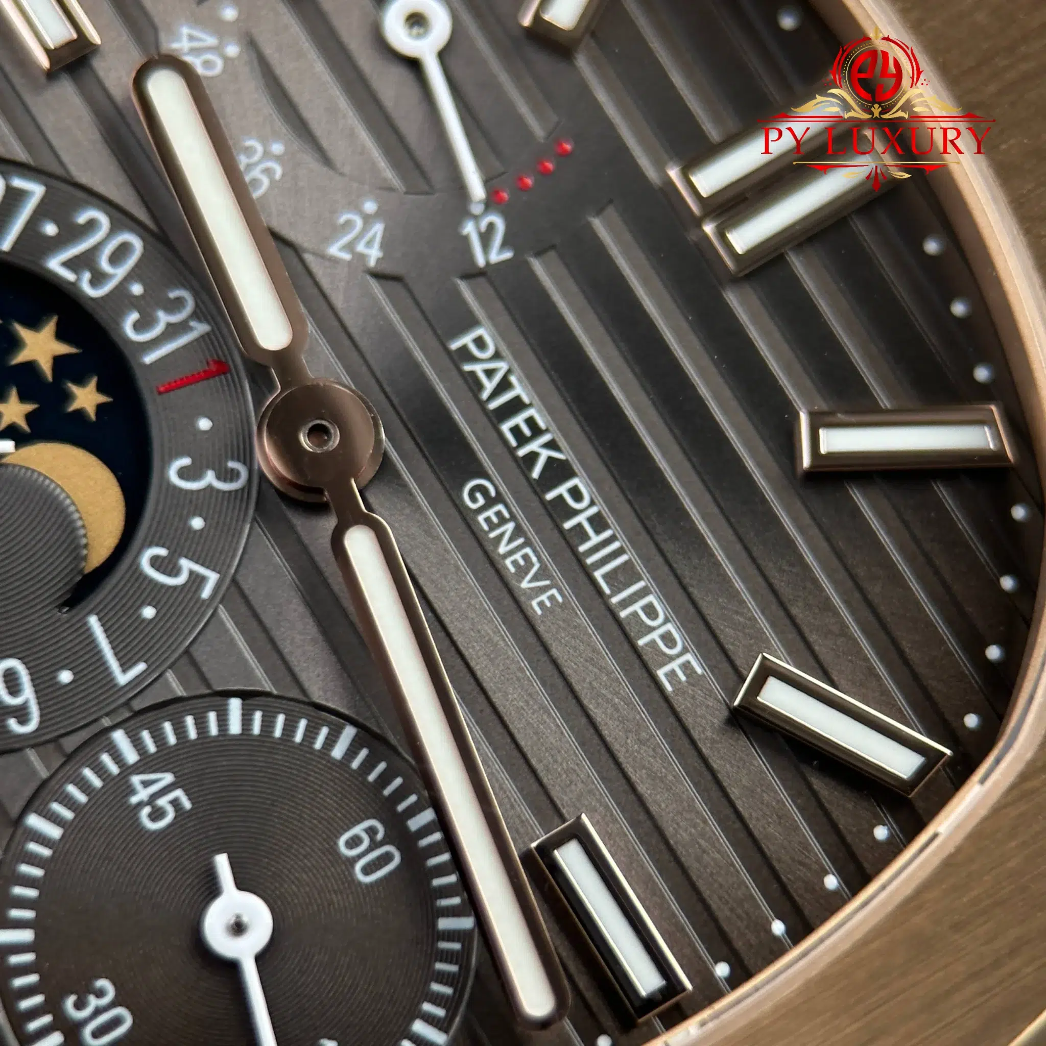 Patek Philippe Nautilus 5712R Rose Gold Grey Dial Leather Strap Best Replica PPF V3 40mm - Image 8