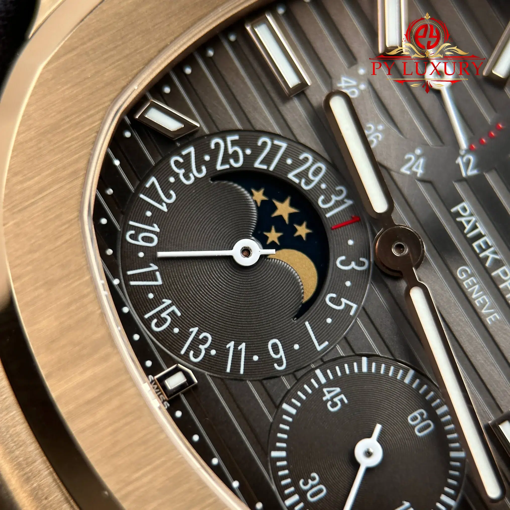 Patek Philippe Nautilus 5712R Rose Gold Grey Dial Leather Strap Best Replica PPF V3 40mm - Image 9
