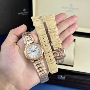 Đồng Hồ Nữ Patek Philippe Nautilus 7010 Vàng Hồng Mặt Trắng Rep 1:1 32mm