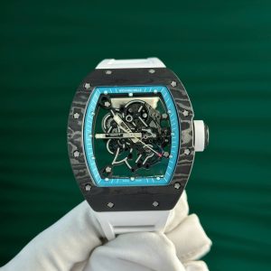 Đồng Hồ Richard Mille RM055 Yas Marina Circuit Carbon TPT Dây Cao Su Trắng Bản Replica 1:1 Tốt Nhất Nhà Máy ZF 42.7mm