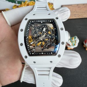 Richard Mille RM055 Bubba Watson White Ceramic Vaucher Movement 1:1 Super Clone A9F 42.7mm x 49.9mm (Free Sprung)